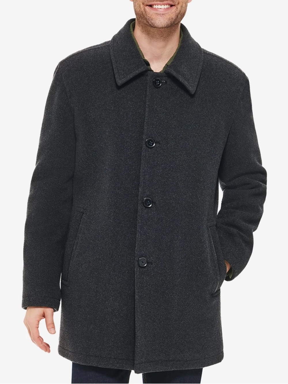 Cole Haan Men's Wool-Blend Car Coat in Charcoal. Size S